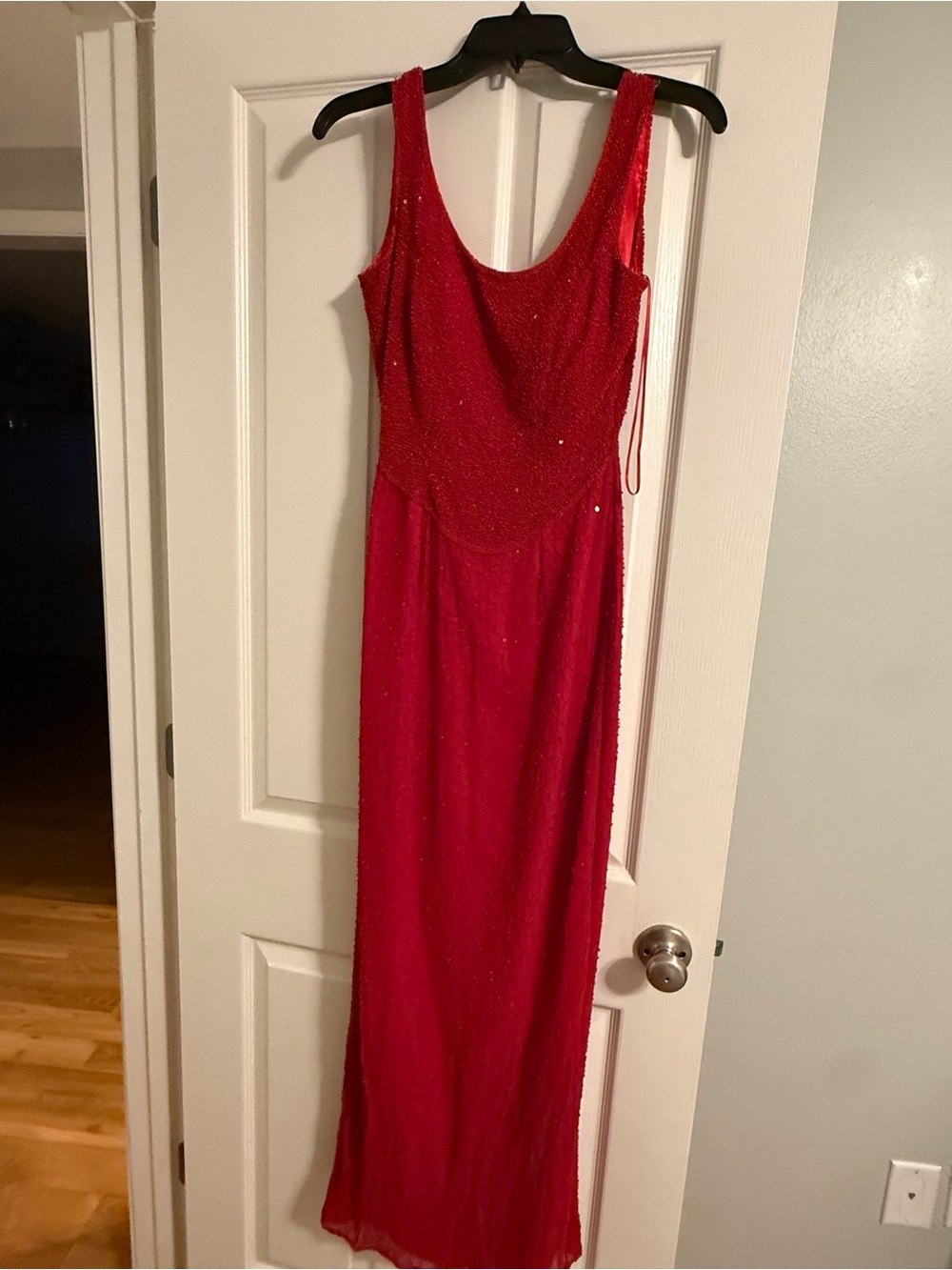 Vintage Scala Y2K Red 100% silk beaded Evening gown